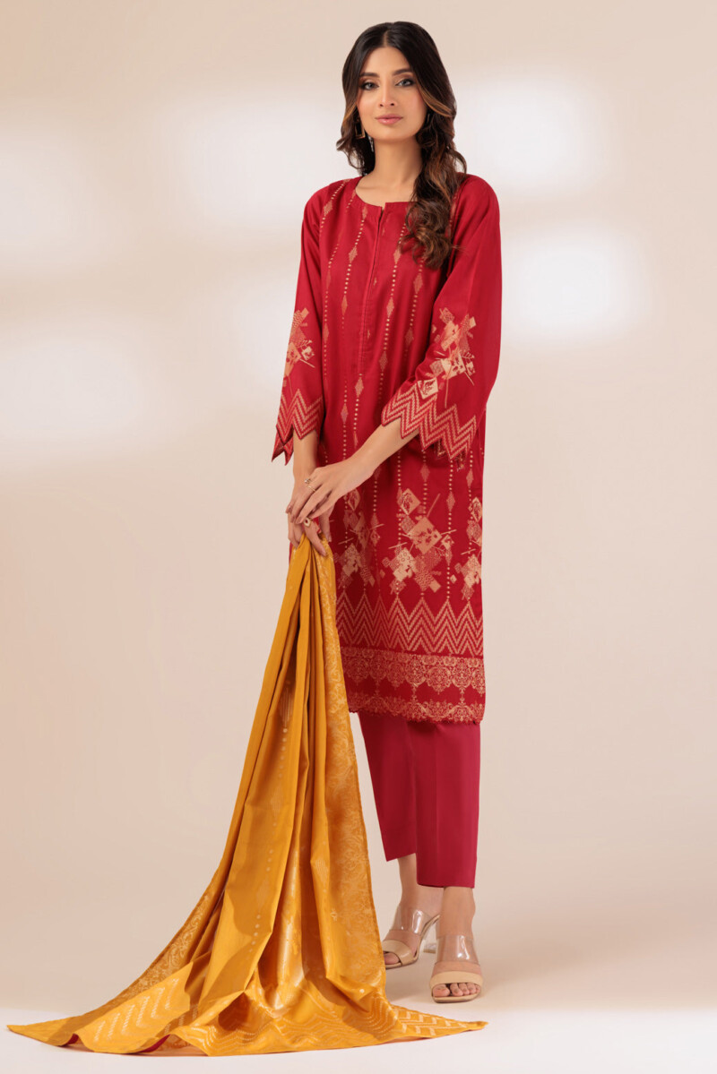 product Bonanza Satrangi Red Jacquard 3 Piece Wj1233p02 Festive Pret 2024