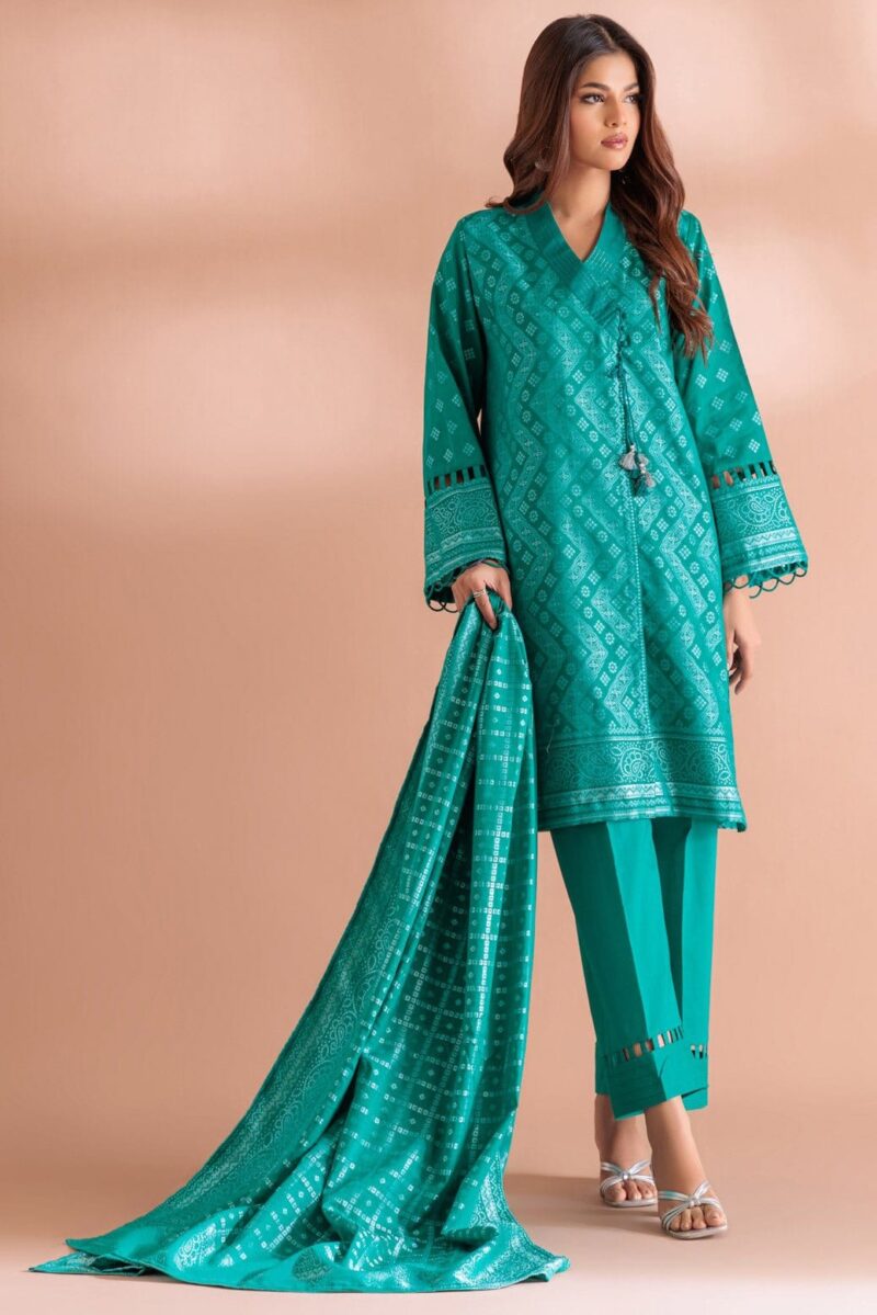 Bonanza Satrangi Green Jacquard 3 Piece Wj3233p01 Festive Pret 2024