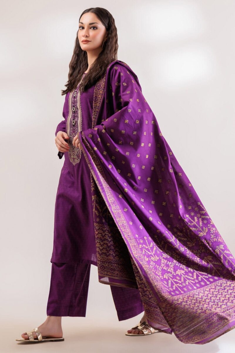 Bonanza Satrangi Purple Jacquard 3 Piece Ws2233p06 Summer Collection 24