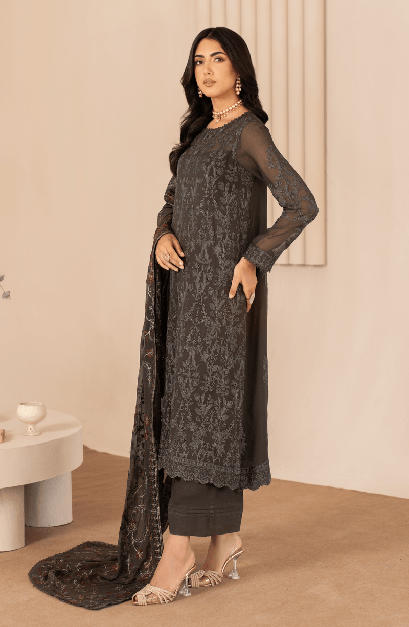 Zarif Thread Works Zl-01 Fahima Works Embroidered Chiffon 3pc Collection 2024