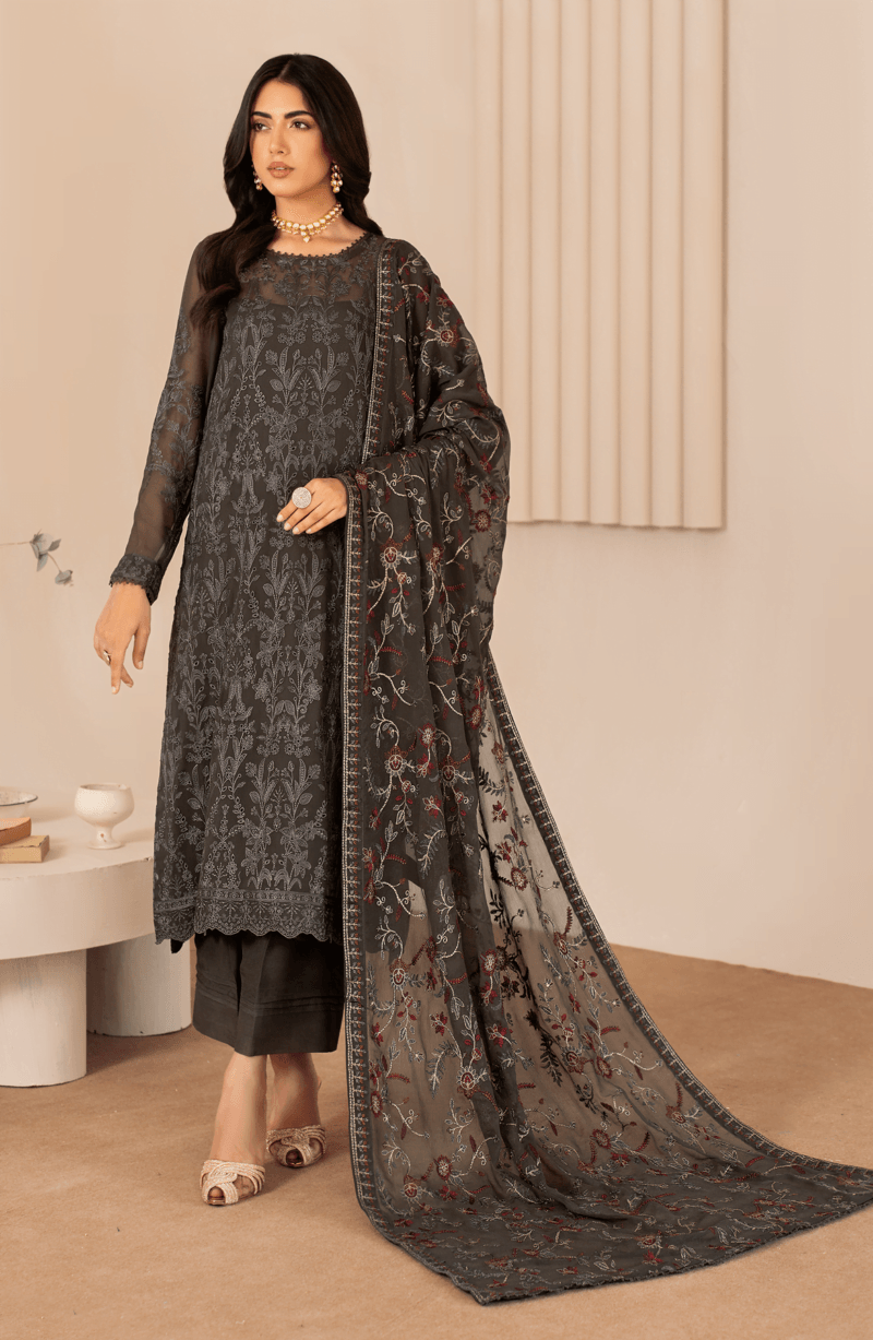 Zarif Thread Works Zl-01 Fahima Works Embroidered Chiffon 3pc Collection 2024