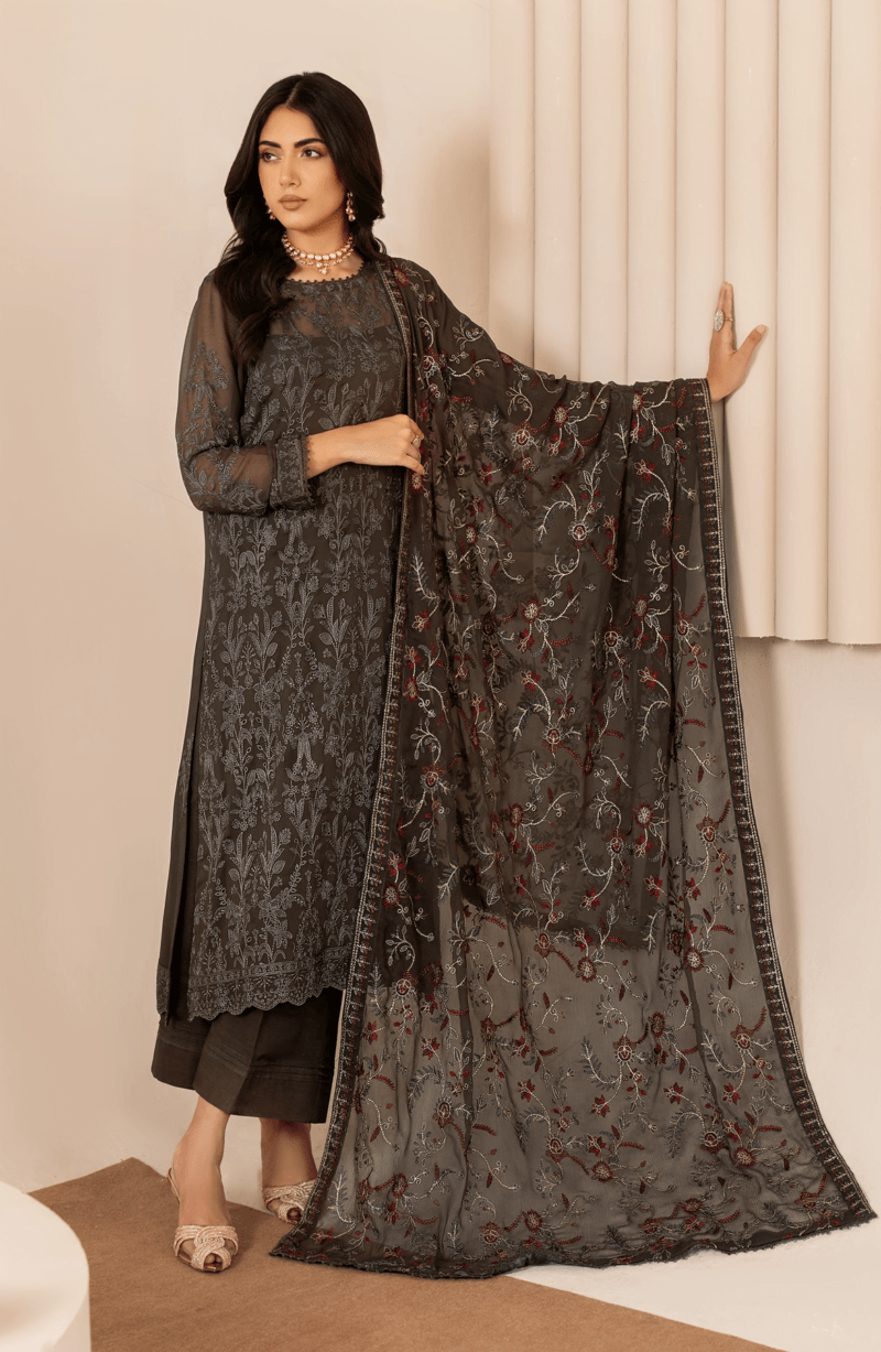 Zarif Thread Works Zl-01 Fahima Works Embroidered Chiffon 3pc Collection 2024