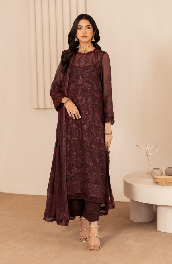 Zarif Thread Works Zl-03 Hala Works Embroidered Chiffon 3Pc Collection 2024