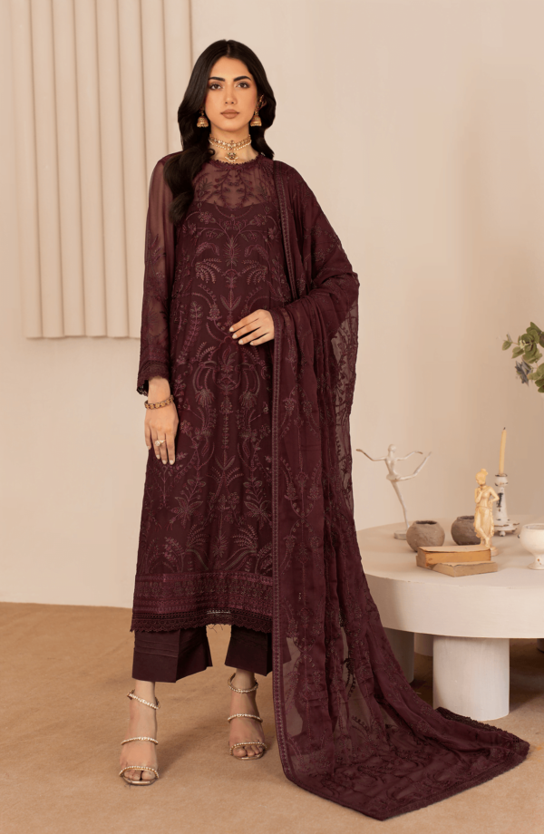 Zarif Thread Works Zl-03 Hala Works Embroidered Chiffon 3Pc Collection 2024