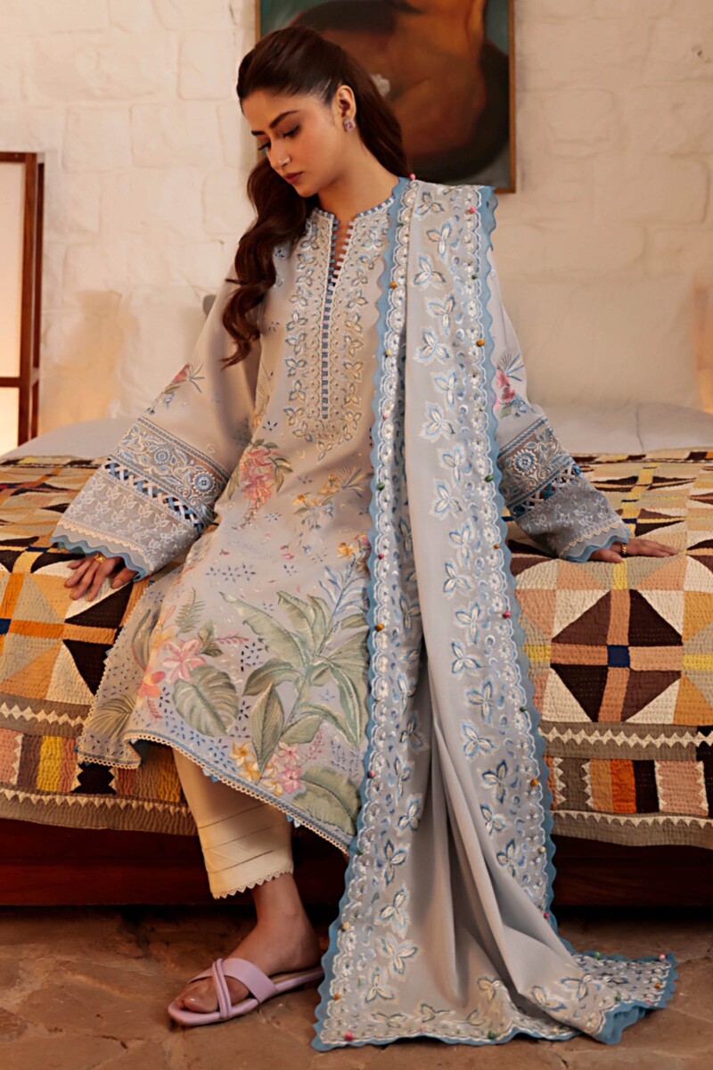 product Zaha By Khadijah Shah Zl24-01b Ela Embroidered Lawn 3pc Suit Collection 2024