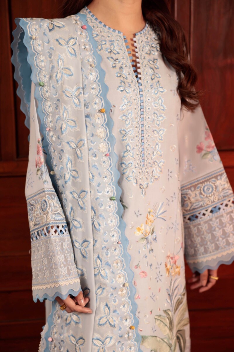 product Zaha By Khadijah Shah Zl24-01b Ela Embroidered Lawn 3pc Suit Collection 2024