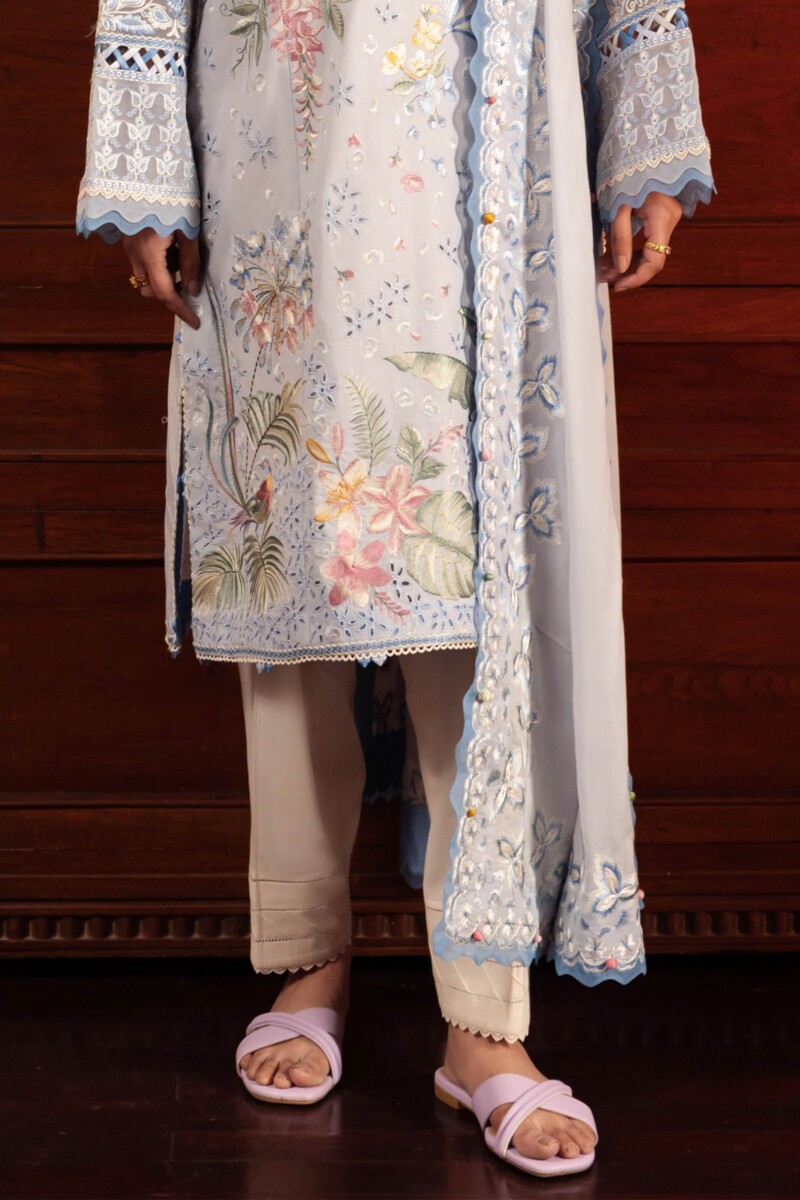 product Zaha By Khadijah Shah Zl24-01b Ela Embroidered Lawn 3pc Suit Collection 2024