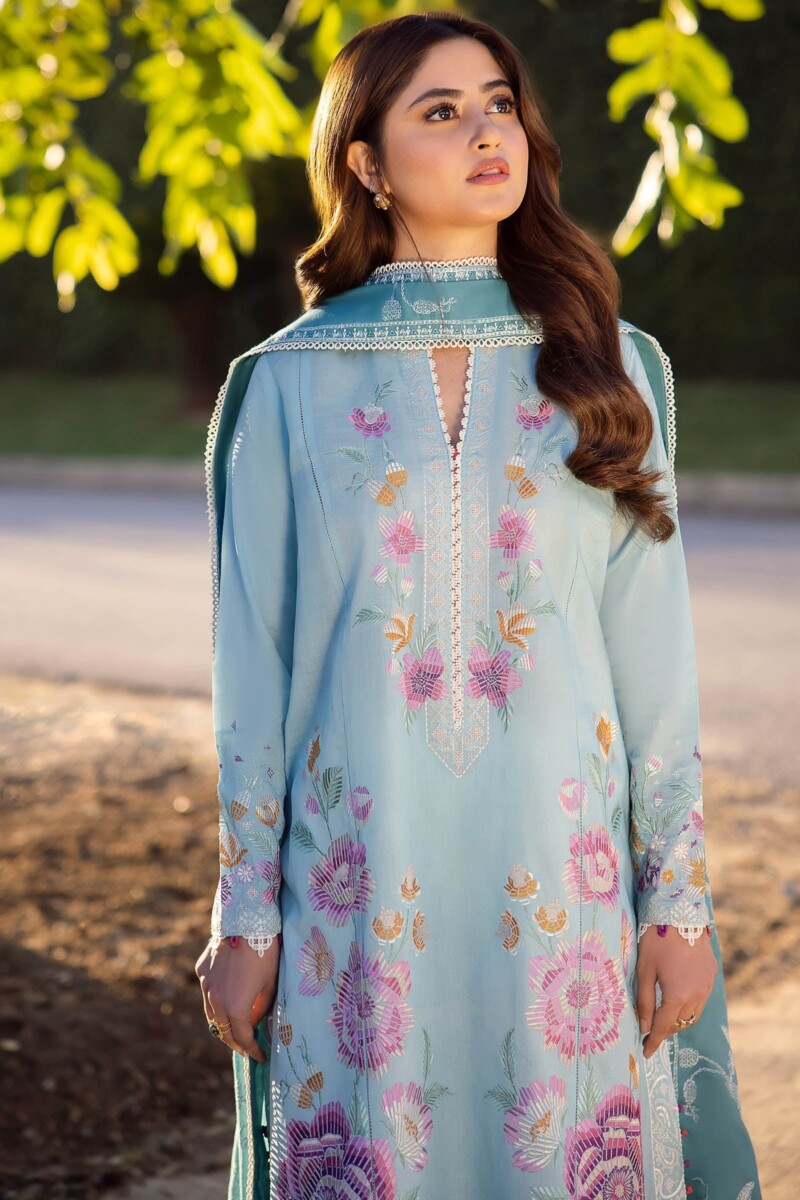 product Zaha By Khadijah Shah Zl24-14b Gizen Embroidered Lawn 3pc Suit Collection 2024