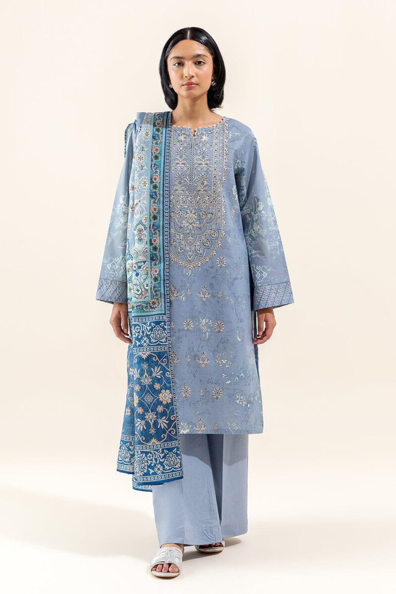 Beechtree 3 Piece Embroidered Lawn Suit Pearl Grey Unstitched Summer