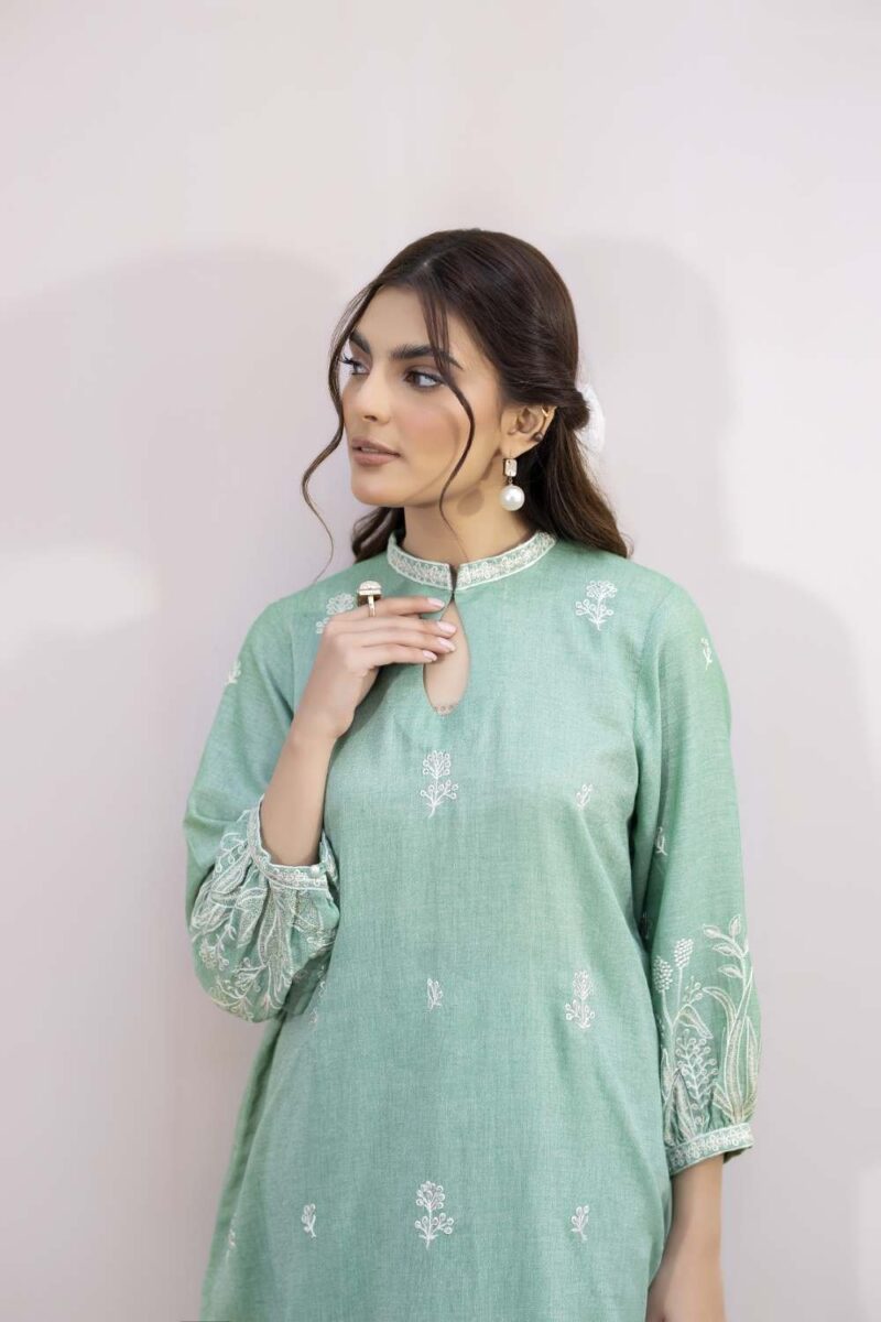 La Rosaa Spring Lss-24-06 Green Off White Spring Summer Embroidered Lawn Stitched Collection 2024