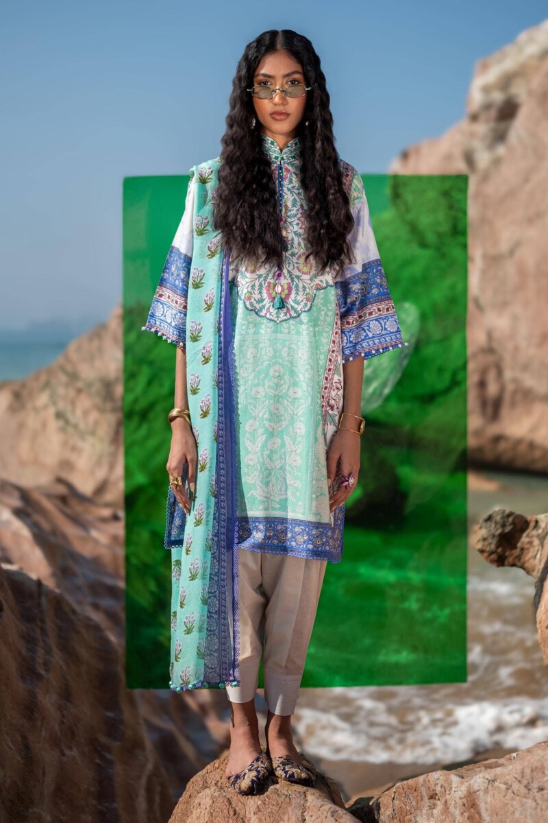 product Sana Safinaz Digital Printed Lawn H241-003b-2bi 3 Piece Suit Cultural Outfit 2024