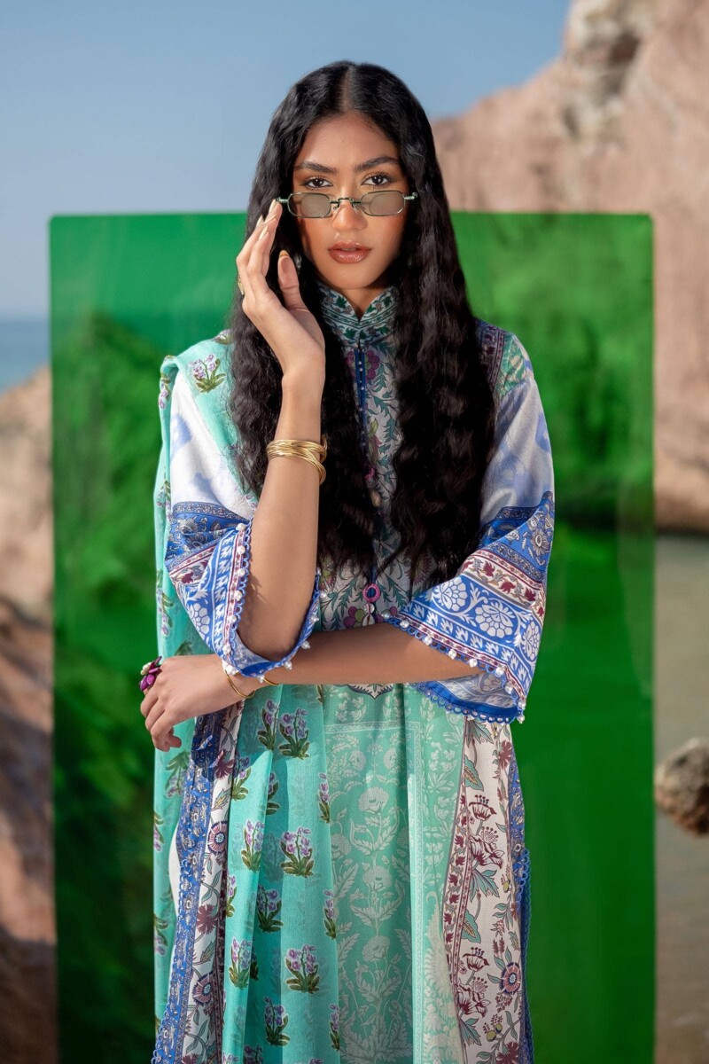 product Sana Safinaz Digital Printed Lawn H241-003b-2bi 3 Piece Suit Cultural Outfit 2024