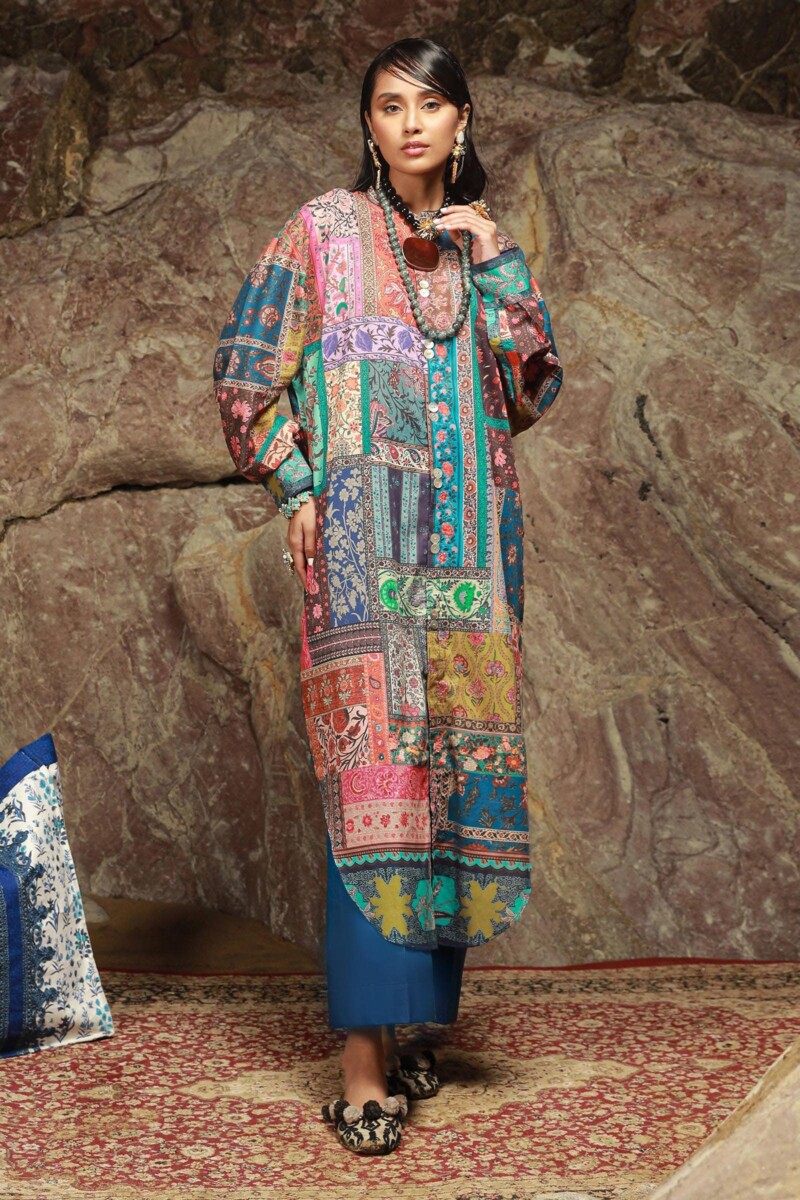 product Sana Safinaz Digital Printed Lawn H241-014b-2c 3 Piece Suit Cultural Outfit 2024