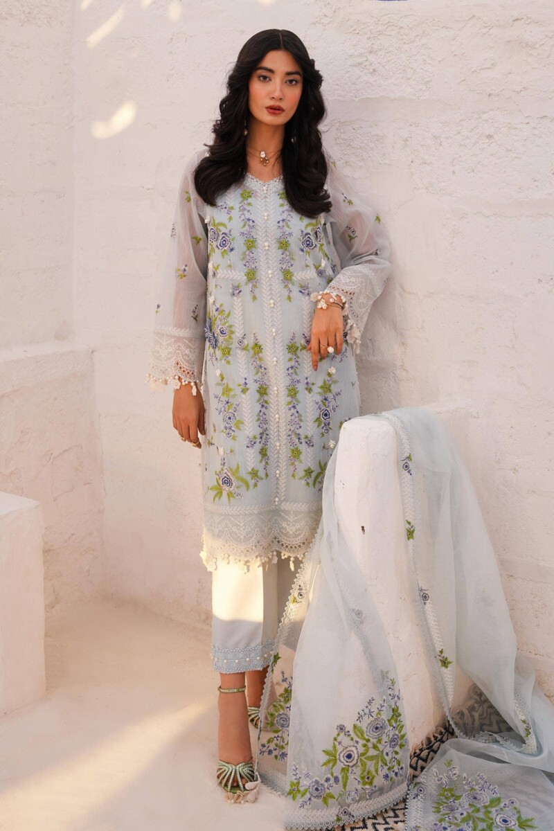 product Sana Safinaz Embroidered Net M241-001b-3cx 3 Piece Suit Cultural Outfit 2024