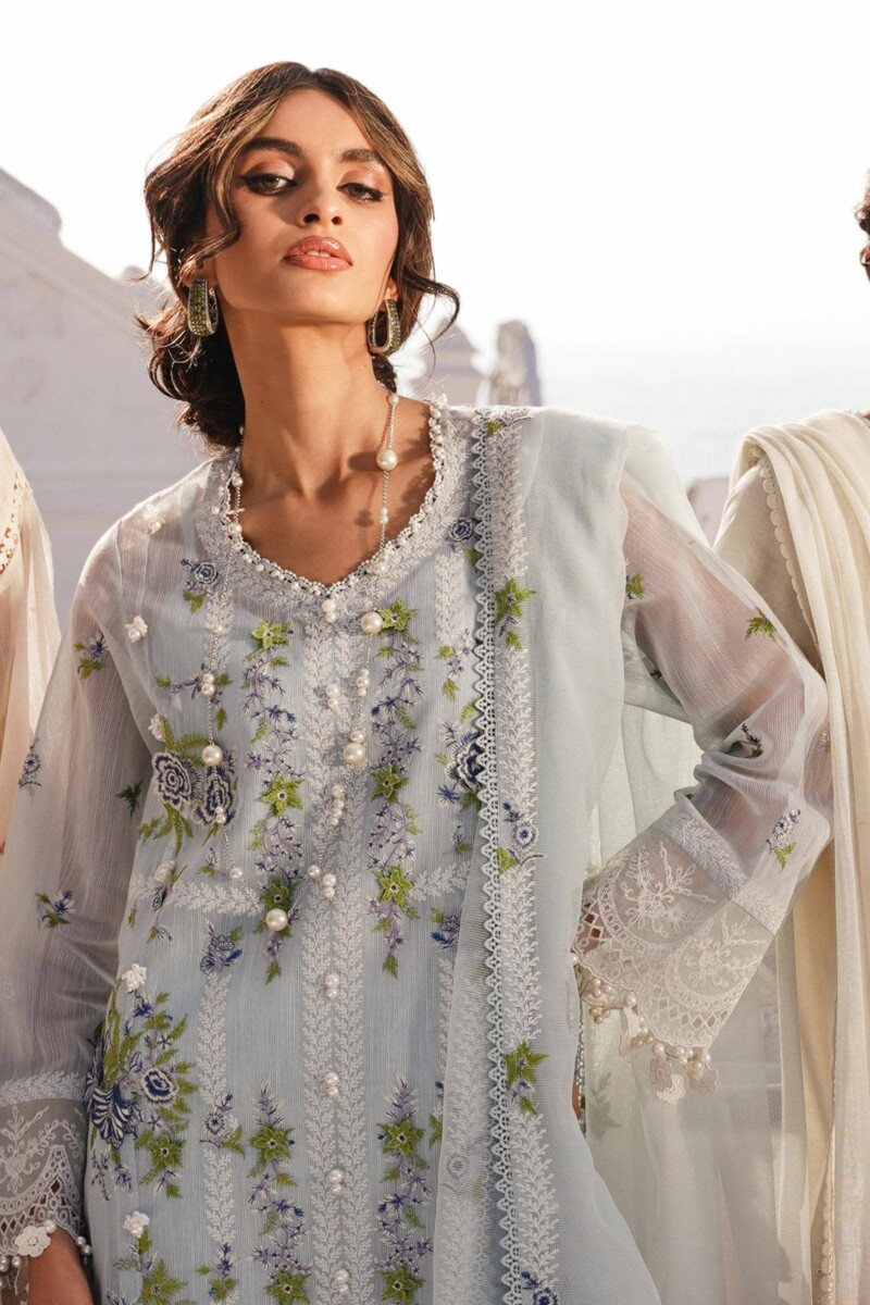 product Sana Safinaz Embroidered Net M241-001b-3cx 3 Piece Suit Cultural Outfit 2024