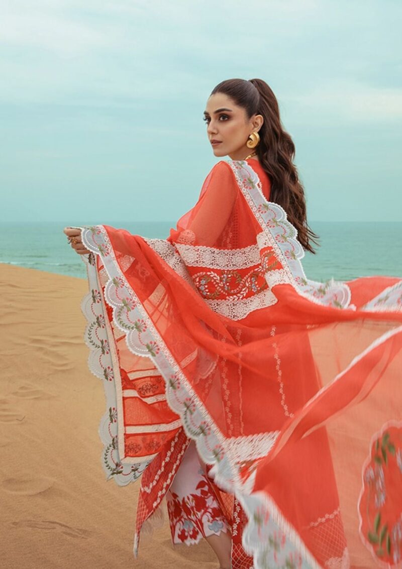 Saira Shakira D 5b Stars Of Fire Fiesta Coral Crimson Luxury Lawn Collection