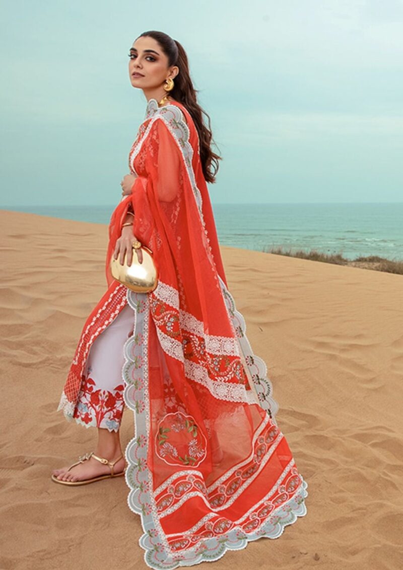 Saira Shakira D 5b Stars Of Fire Fiesta Coral Crimson Luxury Lawn Collection