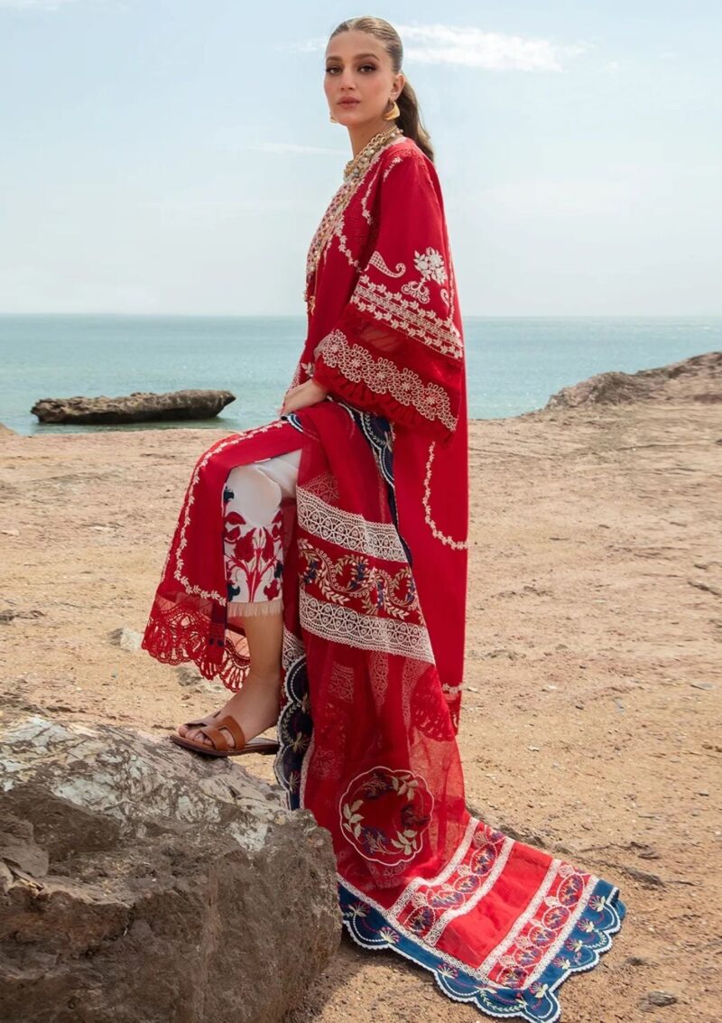 Saira Shakira D 5a Stars Of Fire Flame Red Crimson Luxury Lawn Collection