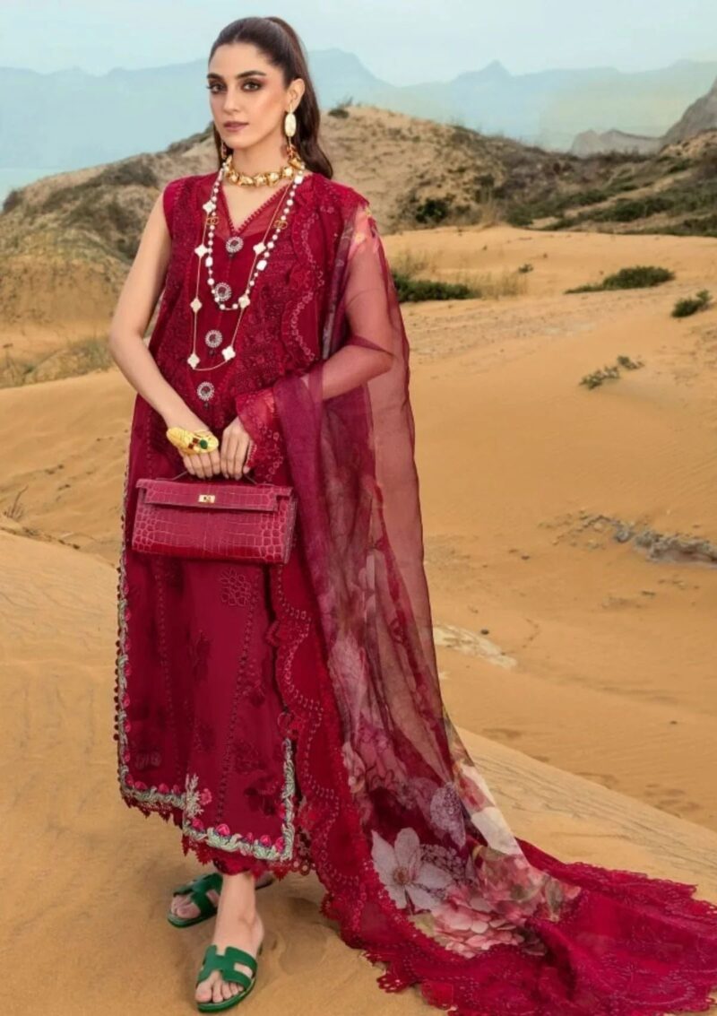 Saira Shakira D 3a Lillie De Jong Cherry Crimson Luxury Lawn Collection