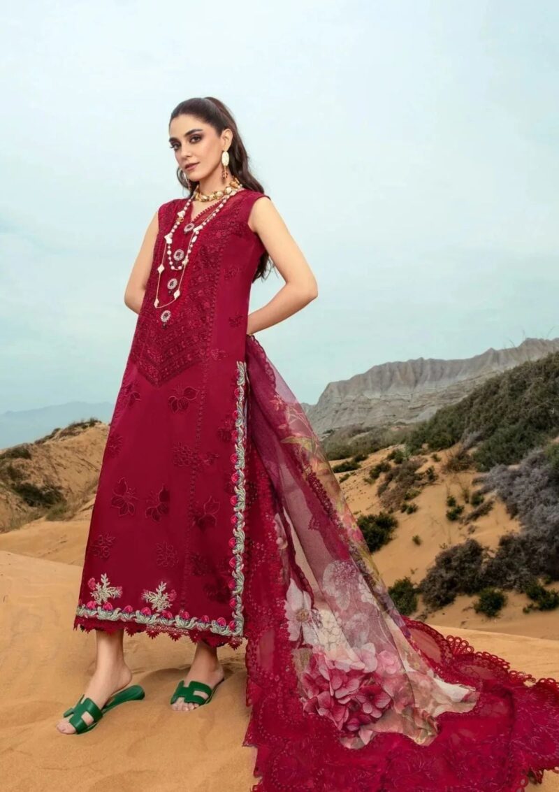 Saira Shakira D 3a Lillie De Jong Cherry Crimson Luxury Lawn Collection