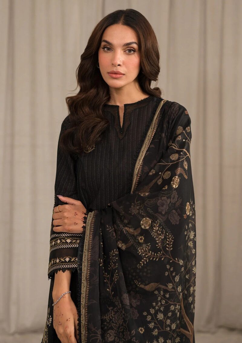 Sahar Sml24 02 Black Mirage Embroidered Lawn Collection