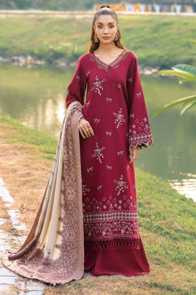 Humdum D-10 Onora Embroidered Khaddar Collection