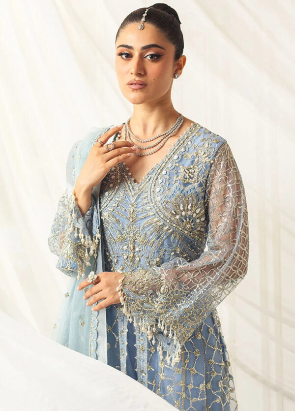 Mushq D-04 Periwinkle Hemline Embroidered Net