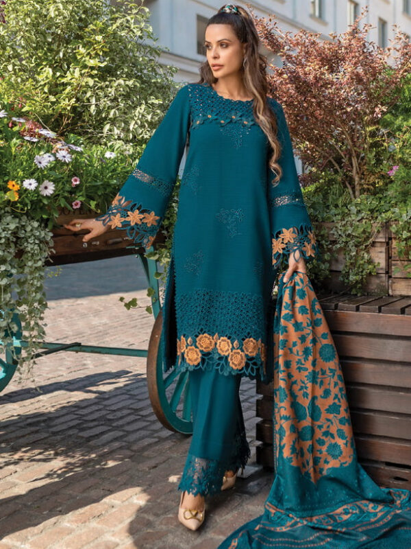 Rang Rasiya D-07 Erica Carnation Embroidered Linen Collection