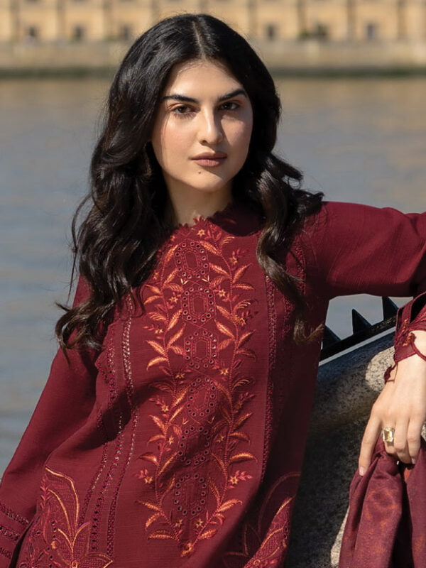 Rang Rasiya D-08 Audrey Carnation Embroidered Linen Collection