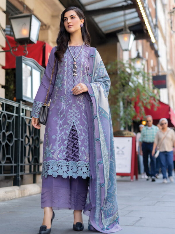 Rang Rasiya D-14 Lavender Carnation Embroidered Linen Collection