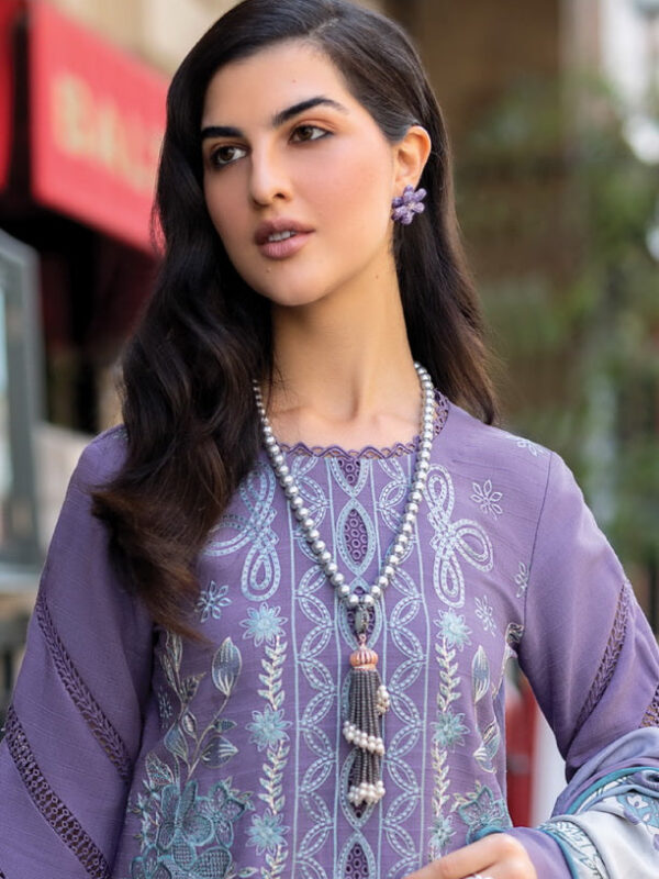 Rang Rasiya D-14 Lavender Carnation Embroidered Linen Collection