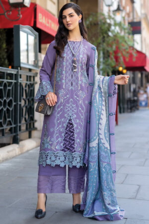 Rang Rasiya D-14 Lavender Carnation Embroidered Linen Collection