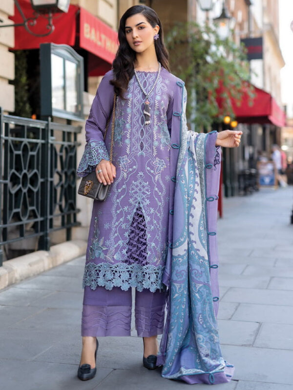 Rang Rasiya D-14 Lavender Carnation Embroidered Linen Collection