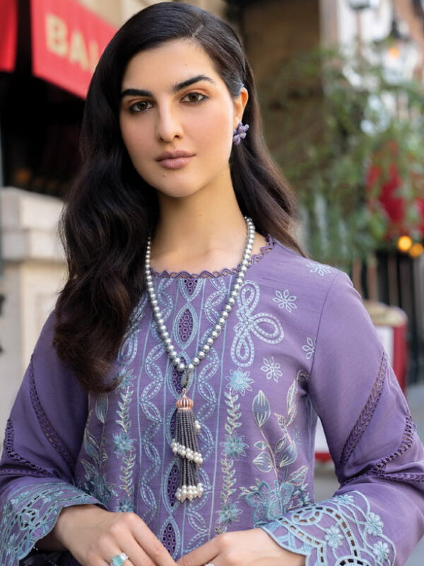 Rang Rasiya D-14 Lavender Carnation Embroidered Linen Collection