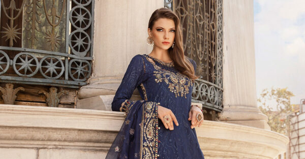 Maria B Cst-804 Embroidered Cotton Satin Suit