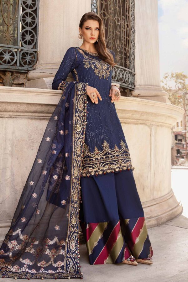 Maria B Cst-804 Embroidered Cotton Satin Suit