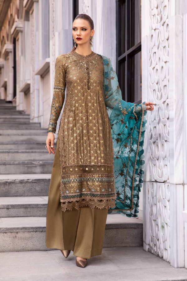 Maria B Cst-808 Embroidered Cotton Satin Suit