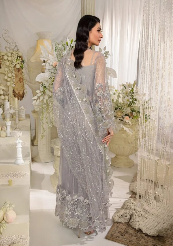 Elaf Premium Efe-04 Dove Evara Embroidered Net