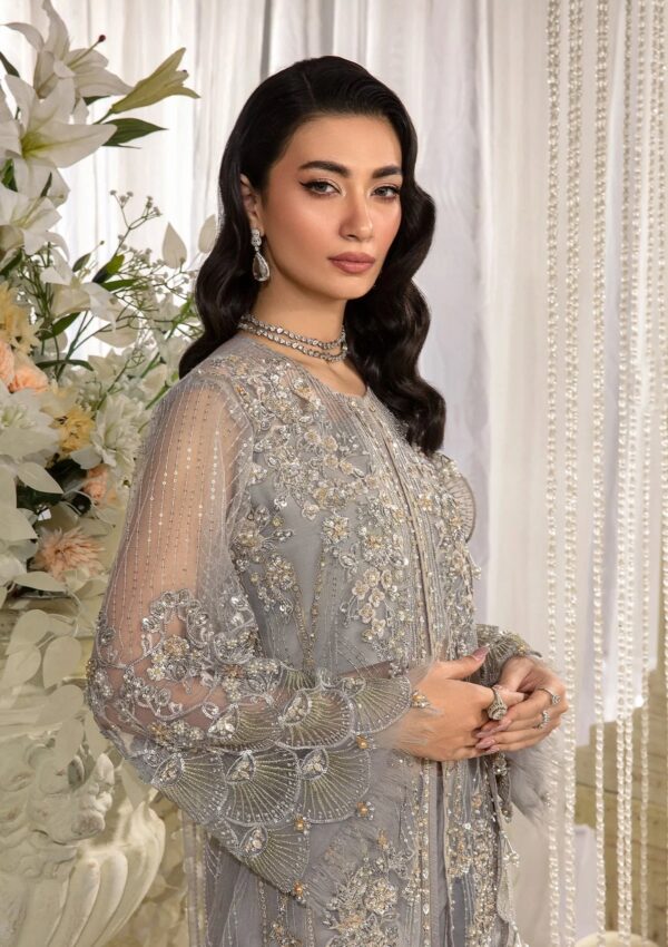 Elaf Premium Efe-04 Dove Evara Embroidered Net