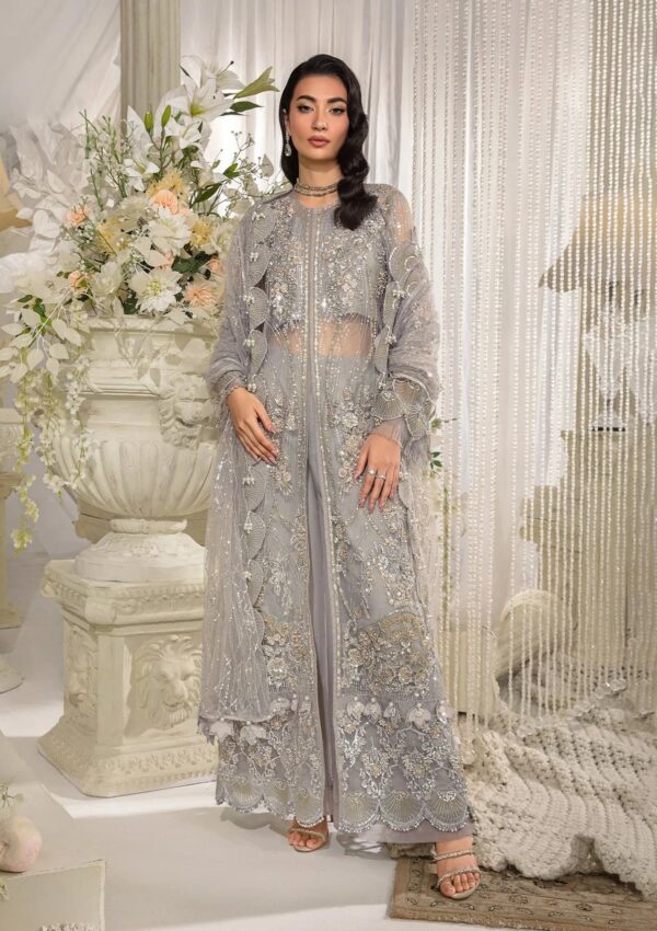 Elaf Premium Efe-04 Dove Evara Embroidered Net