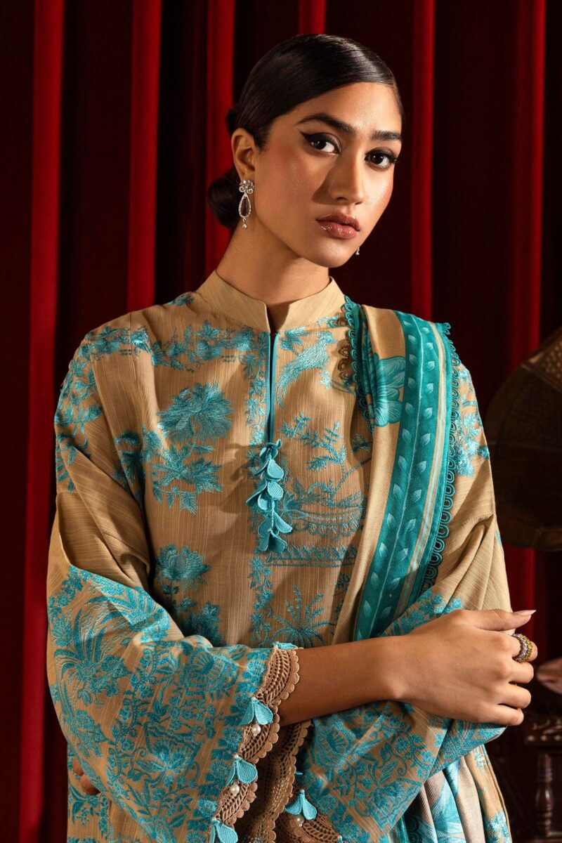 Sana Safinaz D-01a Muzlin Embroidered Slub Collection