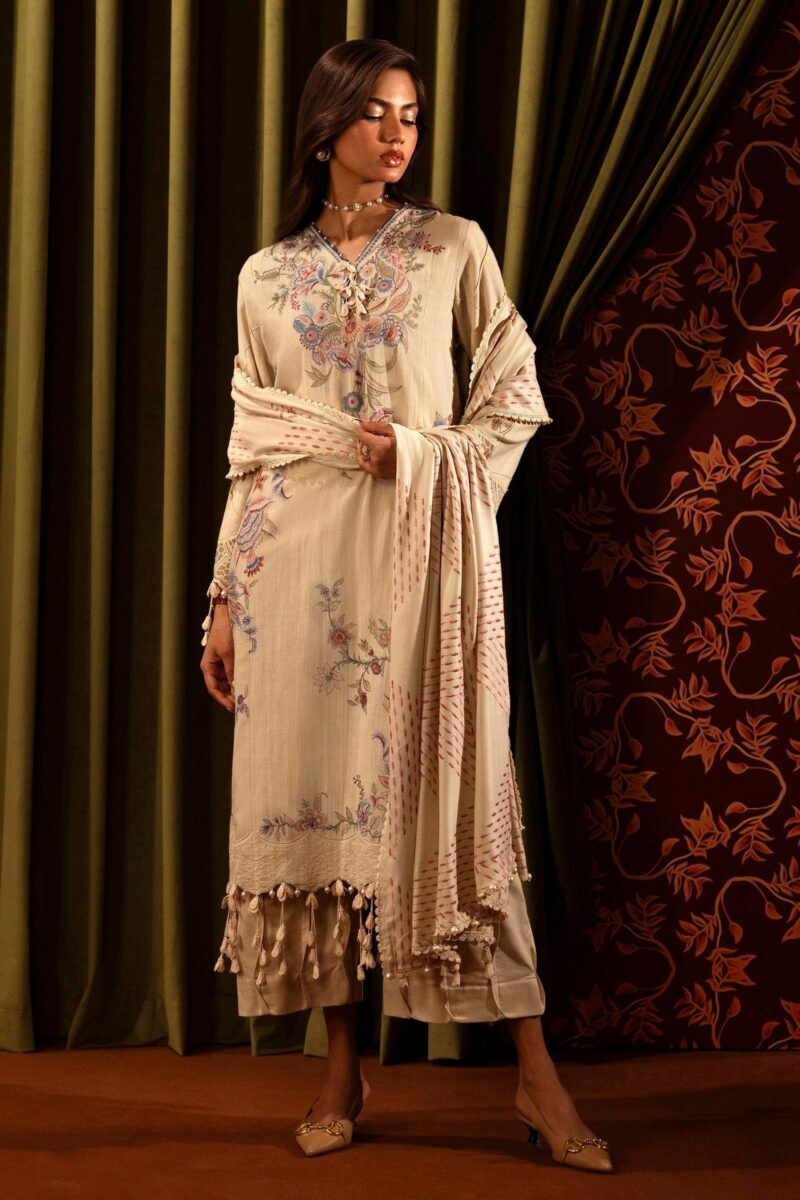 Sana Safinaz D-09a Muzlin Embroidered Slub Collection