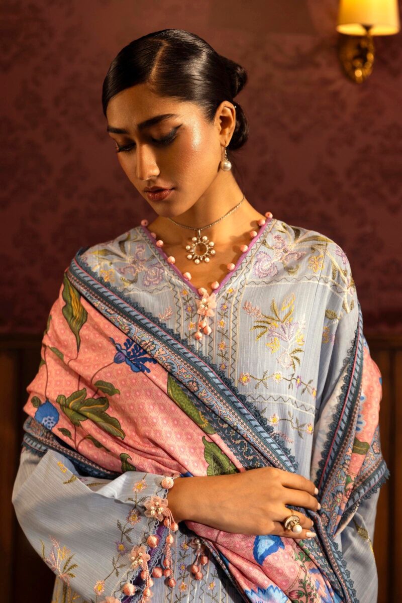 Sana Safinaz D-10b Muzlin Embroidered Slub Collection