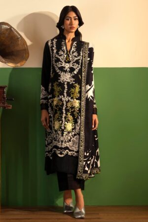 Sana Safinaz D-12b Muzlin Embroidered Slub Collection