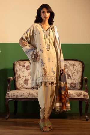 Sana Safinaz D-15b Muzlin Embroidered Slub Collection