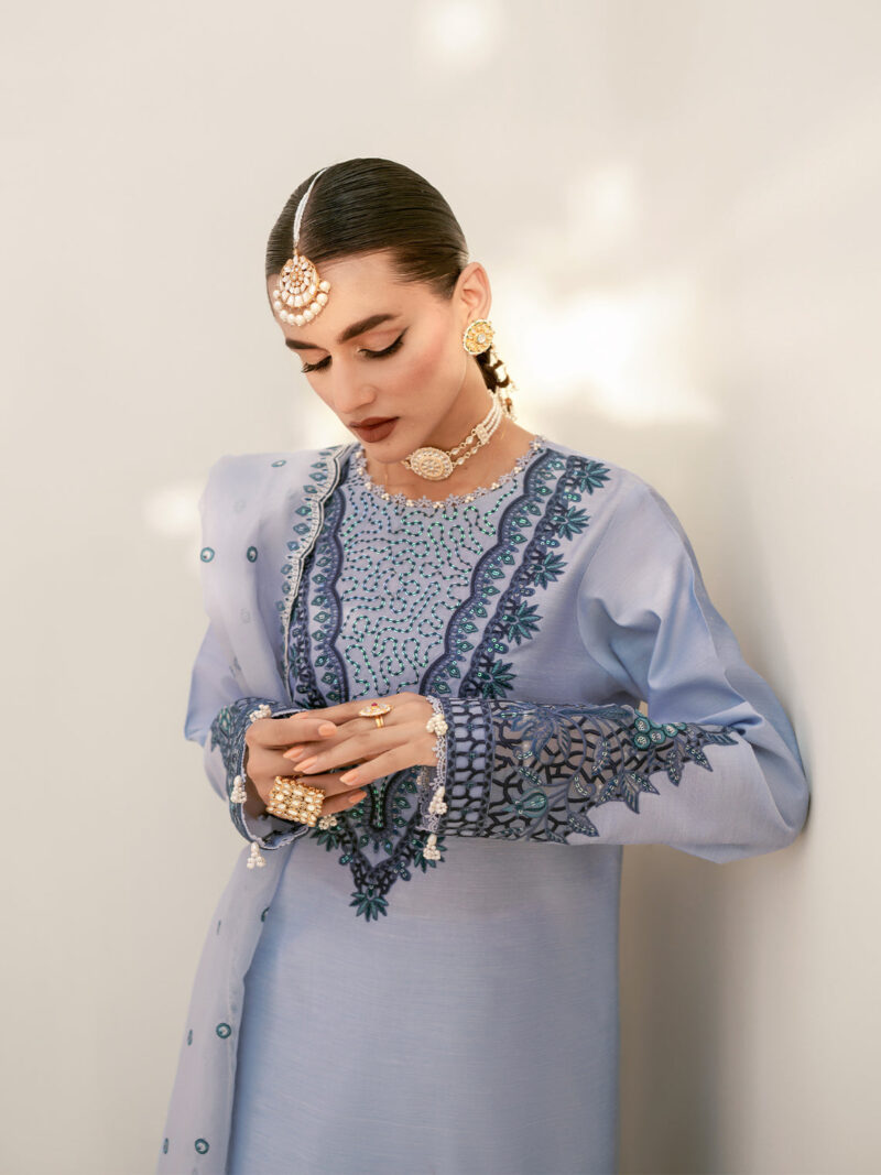 Fozia Khalid Heather Blue Formal Collection