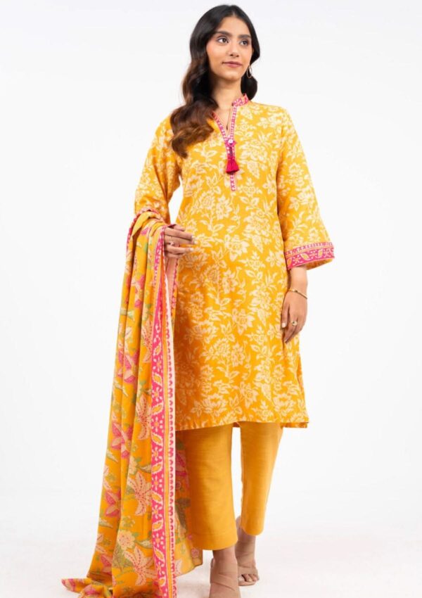 Al Karam Fw23.1 Yellow Unstitched Winter Collection