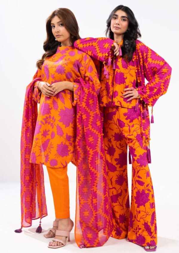 Al Karam Fw37 Orange Unstitched Winter Collection