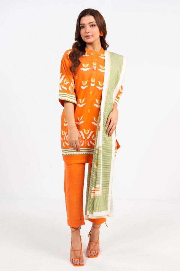 Al Karam Fw49.1 Orange Unstitched Winter Collection