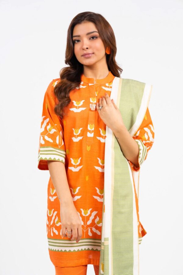 Al Karam Fw49.1 Orange Unstitched Winter Collection